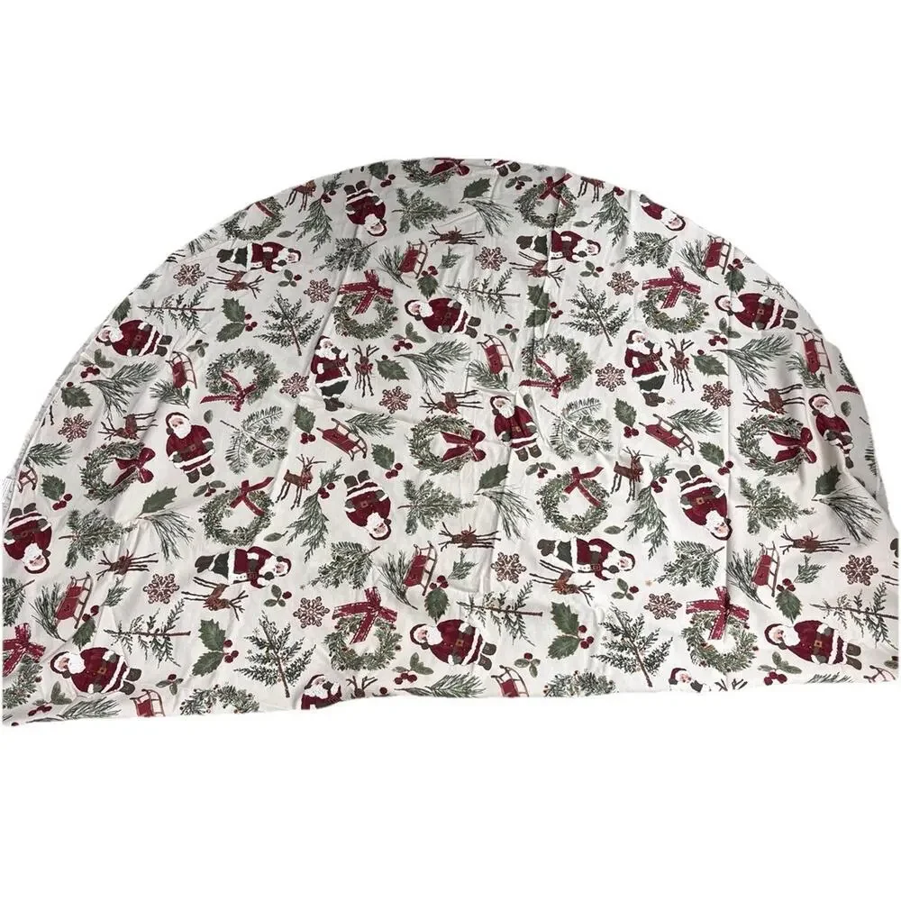 Christmas Santa Claus Round Tablecloth Cabin Rustic Reindeer & 8 Napkins
